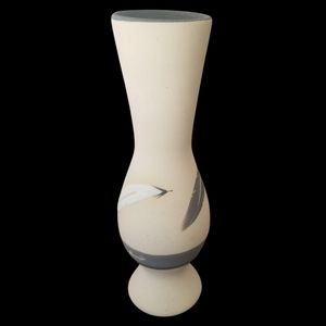 Vintage Grey Feather Ceramic Vase
